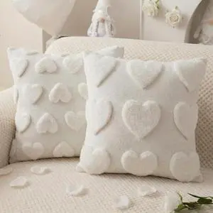 HunnmingRe 2 Pcs Valentine's Day Heart Throw Pillow Covers 18x18 Inch Beige Heart Love Pillow Cases Plush Faux Fur Jacquard Pillowcase Galentine's Day Gifts for Home Living Room Bed Couch Covers HunnmingRe 2 Pcs Valentine's Day Heart Throw Pillow Covers 18x18 Inch Beige Heart Love Pillow Cases Plush Faux Fur Jacquard Pillowcase Galentine's Day Gifts for Home Living Room Bed Couch Covers