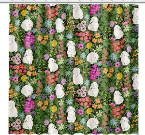 Kids Shower Curtain for Bathroom with Fun Floral Butterflies Cute Bunnies Spring Flowers on Dark Green Fabric | Fun Floral Bunny Design for Kids | Waterproof Washable Fabric Shower Curtain or Liner Kids Shower Curtain for Bathroom with Fun Floral Butterflies Cute Bunnies Spring Flowers on Dark Green Fabric | Fun Floral Bunny Design for Kids | Waterproof Washable Fabric Shower Curtain or Liner
