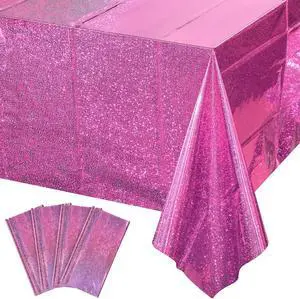 4 Pack Iridescence Plastic Tablecloths Shiny Disposable Laser Rectangle Table Covers Holographic Foil Tablecloth Iridescent Kpop Birthday Bridal Wedding Christmas Party Decoration, 54" x 108" (Pink) 4 Pack Iridescence Plastic Tablecloths Shiny Disposable Laser Rectangle Table Covers Holographic Foil Tablecloth Iridescent Kpop Birthday Bridal Wedding Christmas Party Decoration, 54" x 108" (Pink)