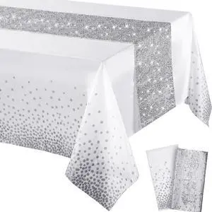 Irenare 2 Pcs Black Rose Gold Tablecloth Sequin Runner, Polka Dots Party | Sequin Runner with Confetti Dots Plastic Cover, Disposable for Birthday Wedding Anniversary Celebrations Dining Decor Irenare 2 Pcs Black Rose Gold Tablecloth Sequin Runner, Polka Dots Party | Sequin Runner with Confetti Dots Plastic Cover, Disposable for Birthday Wedding Anniversary Celebrations Dining Decor