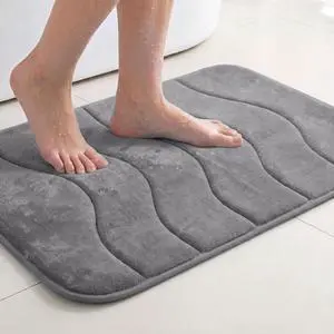 Flamingo P Memory Foam Bath Mat for Bathroom Non Slip Quick Dry Super Water Absorbent Shower Rug,24x17,Grey Flamingo P Memory Foam Bath Mat for Bathroom Non Slip Quick Dry Super Water Absorbent Shower Rug,24x17,Grey