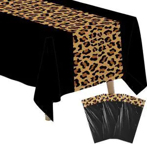Cheetah Print Leopard Party Decorations Table Cloth, Black Leopard | Disposable Cheetah Birthday Supplies Table Cover Printed Table Runner, for Birthday Bridal Shower Wedding, 3Pcs, 55in x 86in Cheetah Print Leopard Party Decorations Table Cloth, Black Leopard | Disposable Cheetah Birthday Supplies Table Cover Printed Table Runner, for Birthday Bridal Shower Wedding, 3Pcs, 55in x 86in