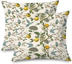 Chinoiserie Pillow Cover, Hummingbird Lemon Pillow Covers 18x18 Set of 2, Grandmillennial Pillow Cover, Lemon Outdoor Pillows Cover, Gifts for Hummingbird Lovers Chinoiserie Pillow Cover, Hummingbird Lemon Pillow Covers 18x18 Set of 2, Grandmillennial Pillow Cover, Lemon Outdoor Pillows Cover, Gifts for Hummingbird Lovers