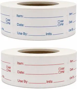 1 x 2 Inch Removable Food Labels, Date Label Stickers for Kitchen, 2 Rolls 1000 Pieces Freezer Labels for Food Containers, Waterproof, Oil-Proof, Tear Resistant, No Residue 1 x 2 Inch Removable Food Labels, Date Label Stickers for Kitchen, 2 Rolls 1000 Pieces Freezer Labels for Food Containers, Waterproof, Oil-Proof, Tear Resistant, No Residue