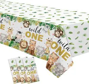 Safari Wild One Birthday Decorations Boy Tablecloth, 3Pcs | Disposable, Zoo Jungle Animal First Birthday Party Table Cover Supplies, 55in x 86in Safari Wild One Birthday Decorations Boy Tablecloth, 3Pcs | Disposable, Zoo Jungle Animal First Birthday Party Table Cover Supplies, 55in x 86in