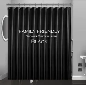 Black Plastic Shower Curtain Liner, 72x72 Inch Thin Lightweight Black Plastic Bathroom Shower Showroom Inner Curtain with Rustproof Metal Grommet Holes and Weighted Magnets Black Plastic Shower Curtain Liner, 72x72 Inch Thin Lightweight Black Plastic Bathroom Shower Showroom Inner Curtain with Rustproof Metal Grommet Holes and Weighted Magnets