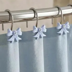Blue Bow Shower Curtain Hooks: Decorative Bathroom Curtain Rings, 12Pcs | Cute Rustproof Hangers for Valentine & Xmas Holiday Bathroom Decor, Chic Coquette Accessories & Housewarming Gift for Girls Blue Bow Shower Curtain Hooks: Decorative Bathroom Curtain Rings, 12Pcs | Cute Rustproof Hangers for Valentine & Xmas Holiday Bathroom Decor, Chic Coquette Accessories & Housewarming Gift for Girls