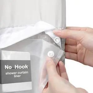 No Hook Shower Curtain Snap-in PEVA Replacement Liner 71" W x 55" L No Hook Shower Curtain Snap-in PEVA Replacement Liner 71" W x 55" L