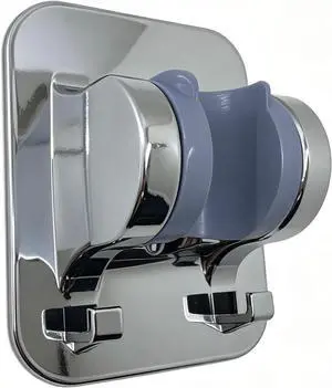 Shower Head Holder with Hooks, Self Adhesive Handheld Shower Head Holder for Smooth Wall, Adjustable Shower Wand Holder with 2 Hooks, No Tools Required ABS Shower Mount for Bathroom, Universal Fit Shower Head Holder with Hooks, Self Adhesive Handheld Shower Head Holder for Smooth Wall, Adjustable Shower Wand Holder with 2 Hooks, No Tools Required ABS Shower Mount for Bathroom, Universal Fit