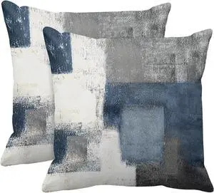 Emvency Throw Pillow Covers Set of 2, 18 x 18 Inch, Abstract Modern Blue | Gray Painting Outdoor Decorative Square Pillow Cases Couch Cushion Case for Couch Bed Sofa Living Room Home Decor Emvency Throw Pillow Covers Set of 2, 18 x 18 Inch, Abstract Modern Blue | Gray Painting Outdoor Decorative Square Pillow Cases Couch Cushion Case for Couch Bed Sofa Living Room Home Decor