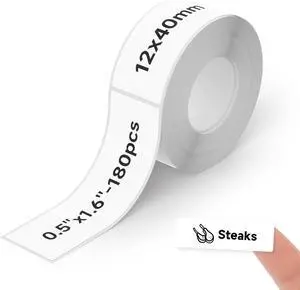 Thermal Labels DETONGER 1/2 Width Compatible Tape Refills Label Stickers Film Coatedfor Label Maker Tapes Home Office School Business Use Sticky Liquid-Proof 0.5"×1.6"(12×40mm) 180pcs White Thermal Labels DETONGER 1/2 Width Compatible Tape Refills Label Stickers Film Coatedfor Label Maker Tapes Home Office School Business Use Sticky Liquid-Proof 0.5"×1.6"(12×40mm) 180pcs White
