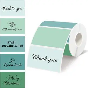 3" x 2" Green Thermal Label,Self-Adhesive Rectangle Thermal Sticker Labels for Logo Design,Name/Price Tag,Thanks Card,Address,QR Code 3" x 2" Green Thermal Label,Self-Adhesive Rectangle Thermal Sticker Labels for Logo Design,Name/Price Tag,Thanks Card,Address,QR Code