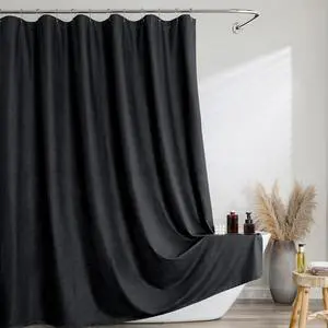 Black Shower Curtain 72 Inch Length 1 Piece, Waffle Embossed Textured Soft Fabric Hotel Shower Curtain for Bathroom, Modern Polyester Water Repellent Machine Washable Bath Decor, 72Wx72L Inches Black Shower Curtain 72 Inch Length 1 Piece, Waffle Embossed Textured Soft Fabric Hotel Shower Curtain for Bathroom, Modern Polyester Water Repellent Machine Washable Bath Decor, 72Wx72L Inches