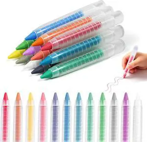NewFamily Dustless Chalk for Kids, 12 Colors with Twist-Up Holders, Fine-Tip Washable Non-Toxic Chalk for Chalkboards, Easels and Paper, Ages 3+ NewFamily Dustless Chalk for Kids, 12 Colors with Twist-Up Holders, Fine-Tip Washable Non-Toxic Chalk for Chalkboards, Easels and Paper, Ages 3+