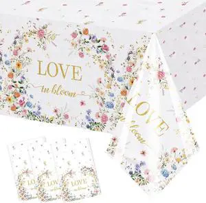 MEHOFOND 3pcs Love in Bloom Bridal Shower Tablecloth, Wildflower Floral Disposable Plastic Table Cover 54x108 Inch, Spring Wedding Engagement Bachelorette Party Decorations MEHOFOND 3pcs Love in Bloom Bridal Shower Tablecloth, Wildflower Floral Disposable Plastic Table Cover 54x108 Inch, Spring Wedding Engagement Bachelorette Party Decorations
