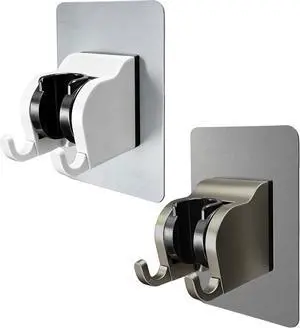 HO2ME No Drilling Wall-Mounted Shower Bracket, 2-Pack, for Handheld Shower | Self-Adhesive, Waterproof, Wide-angle Adjust, Meet Any Space Bathroom, Matte White and Gunmetal Gray HO2ME No Drilling Wall-Mounted Shower Bracket, 2-Pack, for Handheld Shower | Self-Adhesive, Waterproof, Wide-angle Adjust, Meet Any Space Bathroom, Matte White and Gunmetal Gray