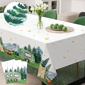 Nefelibata 3 pcs Camping Birthday Decorations Table Cover Waterproof Tablecloths One Happy Camper Party Camping Favors Bachelorette Happy Camper for Boys Girl Plastic Table Runner Disposable Supplies Nefelibata 3 pcs Camping Birthday Decorations Table Cover Waterproof Tablecloths One Happy Camper Party Camping Favors Bachelorette Happy Camper for Boys Girl Plastic Table Runner Disposable Supplies