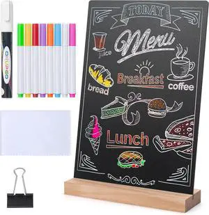 ONUPGO 8 x12 Inch Tabletop Chalkboard Sign with Base Stand, Menu Chalk Board Sign Store Food Signs, Message Boards for Party, Wedding, Tables Decoration, Bar and Restaurant ONUPGO 8 x12 Inch Tabletop Chalkboard Sign with Base Stand, Menu Chalk Board Sign Store Food Signs, Message Boards for Party, Wedding, Tables Decoration, Bar and Restaurant