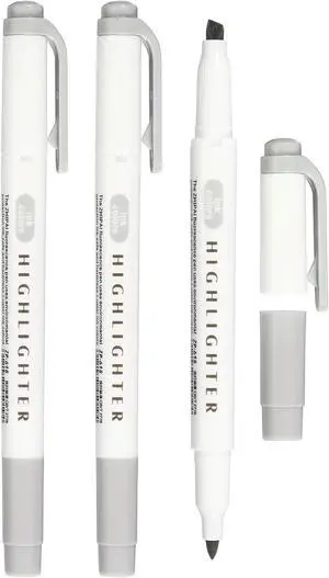 PATIKIL Highlighter Pen, 3 Pack Double Ended Highlighter Broad and Round Tips Marker Pens Studying Supplies for Office Home Daily Use, Gray PATIKIL Highlighter Pen, 3 Pack Double Ended Highlighter Broad and Round Tips Marker Pens Studying Supplies for Office Home Daily Use, Gray