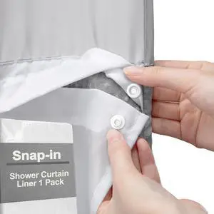 No Hook Shower Curtain Snap-in Fabric Replacement Liner 71" W x 55" L | Washable Snap in Fabric Liner No Hook Shower Curtain Snap-in Fabric Replacement Liner 71" W x 55" L | Washable Snap in Fabric Liner
