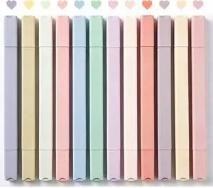 konket 12Pcs Aesthetic Cute Highlighters Bible Pastel Highlighters and Pens no bleed Assorted Colors Double-ended design for Office journaling supplies konket 12Pcs Aesthetic Cute Highlighters Bible Pastel Highlighters and Pens no bleed Assorted Colors Double-ended design for Office journaling supplies