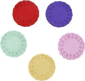 CCINEE 100 Pieces Assorted Colors Floral Round Paper Doilies for Cakes, Desserts, Baked Treat Display, Ideal for Weddings, Formal Event Decoration, Tableware Decor Placemats 4.5 Inches in Diameter CCINEE 100 Pieces Assorted Colors Floral Round Paper Doilies for Cakes, Desserts, Baked Treat Display, Ideal for Weddings, Formal Event Decoration, Tableware Decor Placemats 4.5 Inches in Diameter