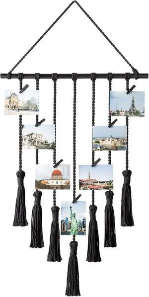 Mkono Teen Girl Room Decor Boho Macrame Hanging Photo Display, Pictures Cards Holder Wall Art for Bedroom Livingroom Dorm Home Teens Women Christmas Birthday Gift, with 25 Wood Clips, 27" L x 16.5''W Mkono Teen Girl Room Decor Boho Macrame Hanging Photo Display, Pictures Cards Holder Wall Art for Bedroom Livingroom Dorm Home Teens Women Christmas Birthday Gift, with 25 Wood Clips, 27" L x 16.5''W