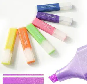 Glitter Highlighters, 6 Assorted Colors Quick-Dry Chisel Tip | Metallic Shimmer Finish | Water-Based for Journaling, Studying & Creative Projects Glitter Highlighters, 6 Assorted Colors Quick-Dry Chisel Tip | Metallic Shimmer Finish | Water-Based for Journaling, Studying & Creative Projects