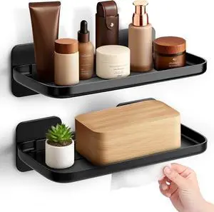 HINIHAO 2pc Wall Mounted Floating Shelf, Self Adhesive Small Shelf | No Drill Shelves for Wall, Floating Shelves Damage-Free Expand Walls Space for Living Room Kitchen Bathroom HINIHAO 2pc Wall Mounted Floating Shelf, Self Adhesive Small Shelf | No Drill Shelves for Wall, Floating Shelves Damage-Free Expand Walls Space for Living Room Kitchen Bathroom