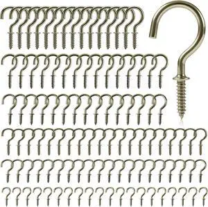 105 Pcs Cup Hooks Bronze Screw-in 6 Sizes Metal Ceiling | Bronze-Plated Steel, Self-Tapping, No Pre-Drill, for Plants Mugs Cups String Lights Kitchen Porch Garden, 1/2 to 1-1/4 in 105 Pcs Cup Hooks Bronze Screw-in 6 Sizes Metal Ceiling | Bronze-Plated Steel, Self-Tapping, No Pre-Drill, for Plants Mugs Cups String Lights Kitchen Porch Garden, 1/2 to 1-1/4 in