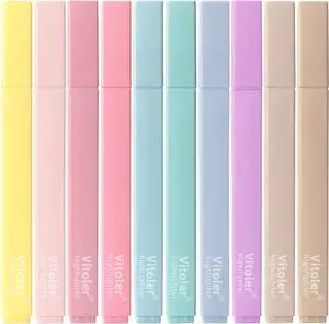 Piochoo Highlighters, Aesthetic Cute Pastel Highlighters Set, 10 pcs, Chisel Tip, No Bleed Bible Highlighter Assorted Colors, Back to School Supplies Piochoo Highlighters, Aesthetic Cute Pastel Highlighters Set, 10 pcs, Chisel Tip, No Bleed Bible Highlighter Assorted Colors, Back to School Supplies