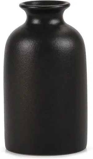 Ceramic Black Small Vase, Dry Flower Vases Minimalism Style for Modern Table Shelf Fit Fireplace Bedroom Kitchen Living Room Home Decor (Black, Medium) Ceramic Black Small Vase, Dry Flower Vases Minimalism Style for Modern Table Shelf Fit Fireplace Bedroom Kitchen Living Room Home Decor (Black, Medium)