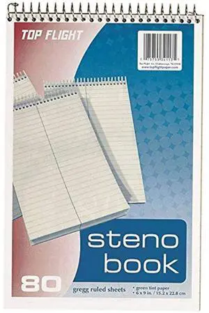 Top Flight Steno Book, 6 x 9 In, White, 80 Sheets Top Flight Steno Book, 6 x 9 In, White, 80 Sheets