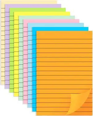 Lined Sticky Notes 4x6 in, Strong Adhesive Self Stick Note Pads | Sticky Notes with Lines, 9 Colorful Options, Perfect for Office, Classroom, Task Reminders, Smooth Writing(9 Pack) Lined Sticky Notes 4x6 in, Strong Adhesive Self Stick Note Pads | Sticky Notes with Lines, 9 Colorful Options, Perfect for Office, Classroom, Task Reminders, Smooth Writing(9 Pack)
