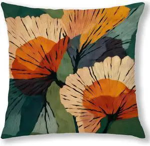 Abstract Botanical Art Floral Pillow Covers 18x18, Mid Century Modern Terracotta and Orange Flower Decorative Throw Pillow Covers Pillowcases for Living Room Home Bedroom Abstract Botanical Art Floral Pillow Covers 18x18, Mid Century Modern Terracotta and Orange Flower Decorative Throw Pillow Covers Pillowcases for Living Room Home Bedroom