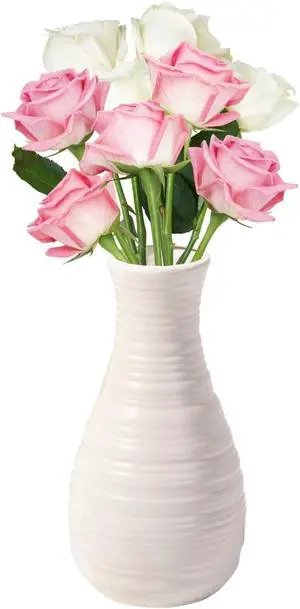 Unbreakable Vase for Flowers, Ceramic Look Plastic Vase for Home Decor, Living Room, Table (Seashell White) Unbreakable Vase for Flowers, Ceramic Look Plastic Vase for Home Decor, Living Room, Table (Seashell White)