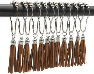 Shower Curtain Hooks Rings, 304 Stainless Steel Shower Curtain Rust Resistant Hooks for Bathroom Shower Rods Set of 12 (Brown) Shower Curtain Hooks Rings, 304 Stainless Steel Shower Curtain Rust Resistant Hooks for Bathroom Shower Rods Set of 12 (Brown)