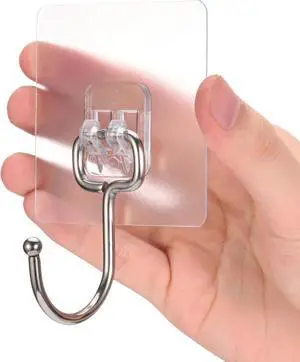 Large Adhesive Hooks, 8-Pack Sticky Hangers for Hanging Heavy Duty, Transparent Waterproof Oil-Proof and Rustproof, Towel and Coats Hooks for Bathroom,Kitchen Home and Office Large Adhesive Hooks, 8-Pack Sticky Hangers for Hanging Heavy Duty, Transparent Waterproof Oil-Proof and Rustproof, Towel and Coats Hooks for Bathroom,Kitchen Home and Office