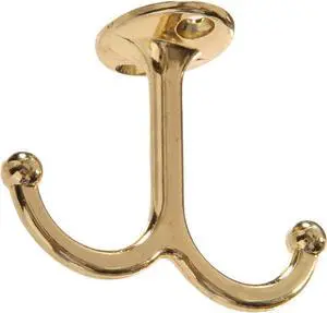 Hardware Essentials 852305 Under Shelf Coat Hook Brass Plated -2 Pack | Brass construction, Double hook design mounts flush under shelves for coats, hats, bags, towels in closets and bathrooms Hardware Essentials 852305 Under Shelf Coat Hook Brass Plated -2 Pack | Brass construction, Double hook design mounts flush under shelves for coats, hats, bags, towels in closets and bathrooms