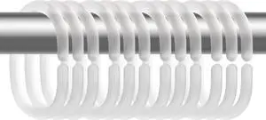 12 C-Shaped Transparent Plastic Shower Curtain Rings Curtain Hooks for Bathroom, Shaped Shower Hooks for Shower Curtain,Grommets Top,Shower Hooks Rings Loops (12, Transparent) 12 C-Shaped Transparent Plastic Shower Curtain Rings Curtain Hooks for Bathroom, Shaped Shower Hooks for Shower Curtain,Grommets Top,Shower Hooks Rings Loops (12, Transparent)