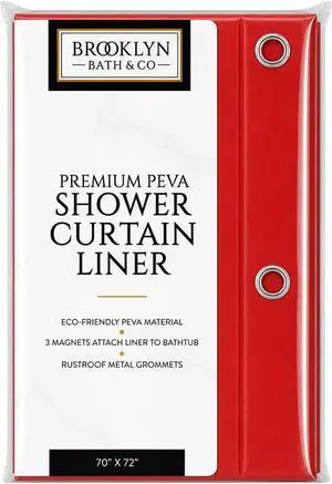 Home Expressions 3 Guage PEVA Shower Curtain Liner 70"x72" with 3 Magnets at Bottom & 12 Metal Grommet Holes for Your Shower Hooks (RED) Home Expressions 3 Guage PEVA Shower Curtain Liner 70"x72" with 3 Magnets at Bottom & 12 Metal Grommet Holes for Your Shower Hooks (RED)
