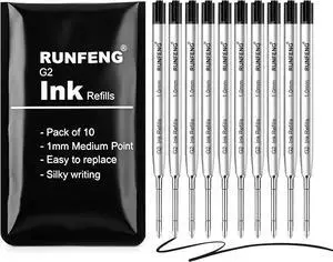 Pack of 10 Replaceable Ballpoint Pen Refills,G2 Ink Refills | 1mm Medium Point,Twist Pen Refill,Ball Point Pen Refills,Ink Refills for Pens,Black Pack of 10 Replaceable Ballpoint Pen Refills,G2 Ink Refills | 1mm Medium Point,Twist Pen Refill,Ball Point Pen Refills,Ink Refills for Pens,Black