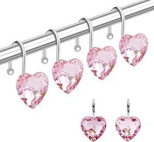 Shower Curtain Hooks Rings for Bathroom, 12PCS Valentines Day Heart Stainless Steel Rust Resistant Decorative Rhinestones Shower Curtain Rings Hangers for Shower Curtains, Clothing, etc. Shower Curtain Hooks Rings for Bathroom, 12PCS Valentines Day Heart Stainless Steel Rust Resistant Decorative Rhinestones Shower Curtain Rings Hangers for Shower Curtains, Clothing, etc.