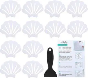 PATIKIL Bathtub Non Slip Stickers 3.54x2.76 Inch, 12 Pack Shell Safety Shower Floor Anti Slip Stickers with Adhesive Decals Scraper for Bath Tub Shower Floor Stair, White PATIKIL Bathtub Non Slip Stickers 3.54x2.76 Inch, 12 Pack Shell Safety Shower Floor Anti Slip Stickers with Adhesive Decals Scraper for Bath Tub Shower Floor Stair, White
