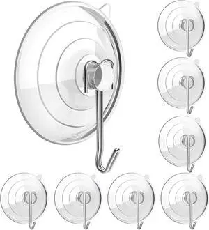 Hangerspace Suction Cup Hooks, Heavy Duty Large Window Hook, Clear, 8 Pack | Removable, Detachable, with Stainless Steel Hooks, Rustproof, Leave No Trace, for Kitchen Bathroom Shower Wall Window Glass Hangerspace Suction Cup Hooks, Heavy Duty Large Window Hook, Clear, 8 Pack | Removable, Detachable, with Stainless Steel Hooks, Rustproof, Leave No Trace, for Kitchen Bathroom Shower Wall Window Glass