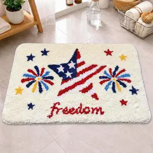 4th of July Patriotic Flag Bath Mat, Red White Blue Stars and Fireworks Tufted Bath Rug, Soft Non Slip Bathroom Rug for Tub Shower, 250th Anniversary Independence Day Decor, 20 x 32 Inch 4th of July Patriotic Flag Bath Mat, Red White Blue Stars and Fireworks Tufted Bath Rug, Soft Non Slip Bathroom Rug for Tub Shower, 250th Anniversary Independence Day Decor, 20 x 32 Inch