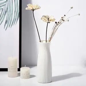 Unbreakable Vase for Flowers,White Plastic Vase Minimalist Style | Unbreakable Vase for Flowers, Ceramic Look Plastic Vase for Home Decor, Living Room, Table, Fit for Table Shelf Centerpieces Unbreakable Vase for Flowers,White Plastic Vase Minimalist Style | Unbreakable Vase for Flowers, Ceramic Look Plastic Vase for Home Decor, Living Room, Table, Fit for Table Shelf Centerpieces