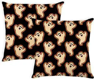Halloween Pillow Covers 16 x 16 Inch Set of 2 Cute Ghost Boo Couch Throw Pillow Covers Decorative Pillow Case Cushion Case for Chair Sofa Bedroom Living Room Halloween Home Decor Black Halloween Pillow Covers 16 x 16 Inch Set of 2 Cute Ghost Boo Couch Throw Pillow Covers Decorative Pillow Case Cushion Case for Chair Sofa Bedroom Living Room Halloween Home Decor Black
