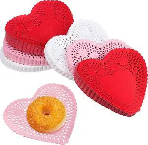 TOODOO 150 Pieces Mini Heart Doilies 4 Inch Heart Shaped Paper Doilies for Valentine's Decoration(White, Pink, Red) TOODOO 150 Pieces Mini Heart Doilies 4 Inch Heart Shaped Paper Doilies for Valentine's Decoration(White, Pink, Red)