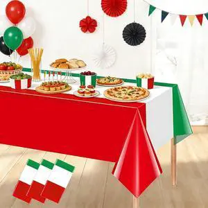 Italian Flag Plastic Disposable Tablecloth: Red White Green Italian Flag Design Rectangle Table Cover Decorations for Family Gathering Kitchen Dining Party Supplies 54×108Inches(3 Pcs) Italian Flag Plastic Disposable Tablecloth: Red White Green Italian Flag Design Rectangle Table Cover Decorations for Family Gathering Kitchen Dining Party Supplies 54×108Inches(3 Pcs)